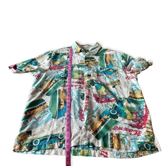 Caribbean Pineapple Men’s Hawaiian Maxwell Silk Blend Button Down Shirt, Large - Picture 9 of 9